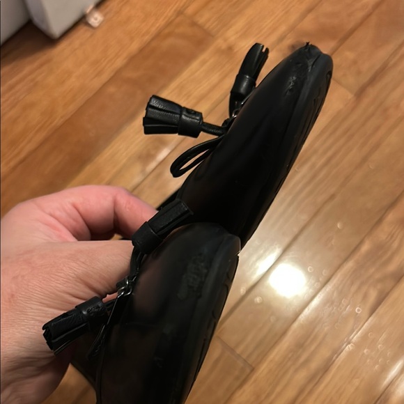 Coach Black Leather Flats with Bow Detail - Picture 2 of 4